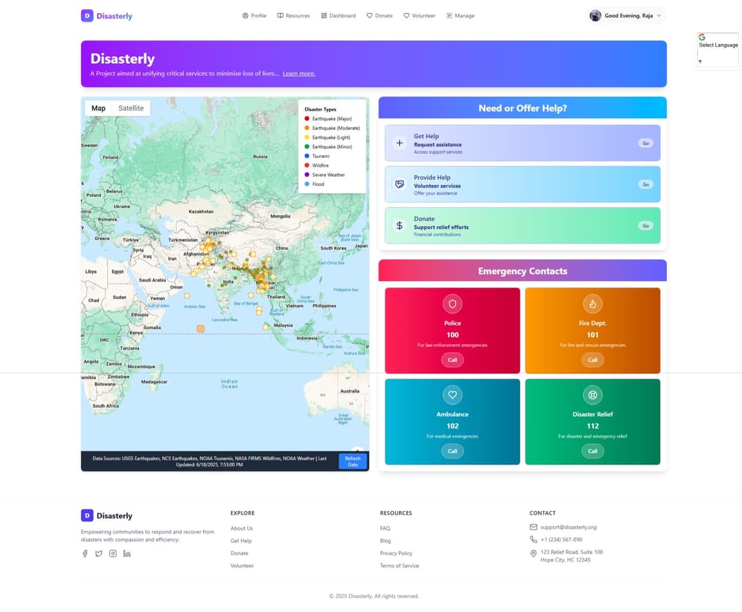Disaster management platform screenshot