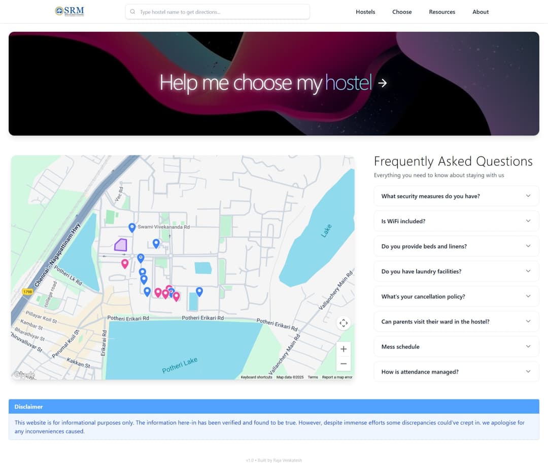 Hostel management application interface